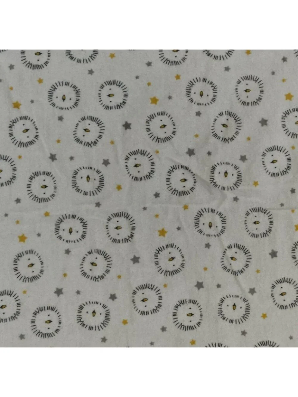 Just Born Lion Head Stars White Gray Yellow Receiving Blanket Cotton NEVER USED